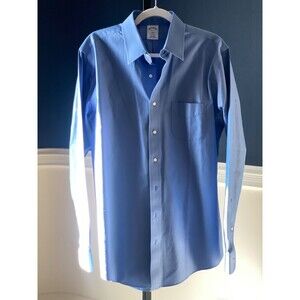 Brooks Brothers Regent Fit Non Iron Cotton Men's Dress Shirt Blue Size 16 1/2 33